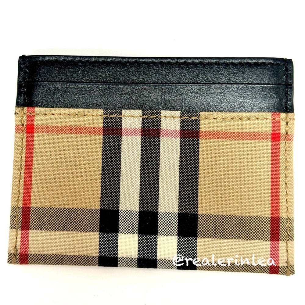 โSOLDโ Burberry Card Holder Tartan Plaid Tan Neutral NWT - Picture 5 of 8